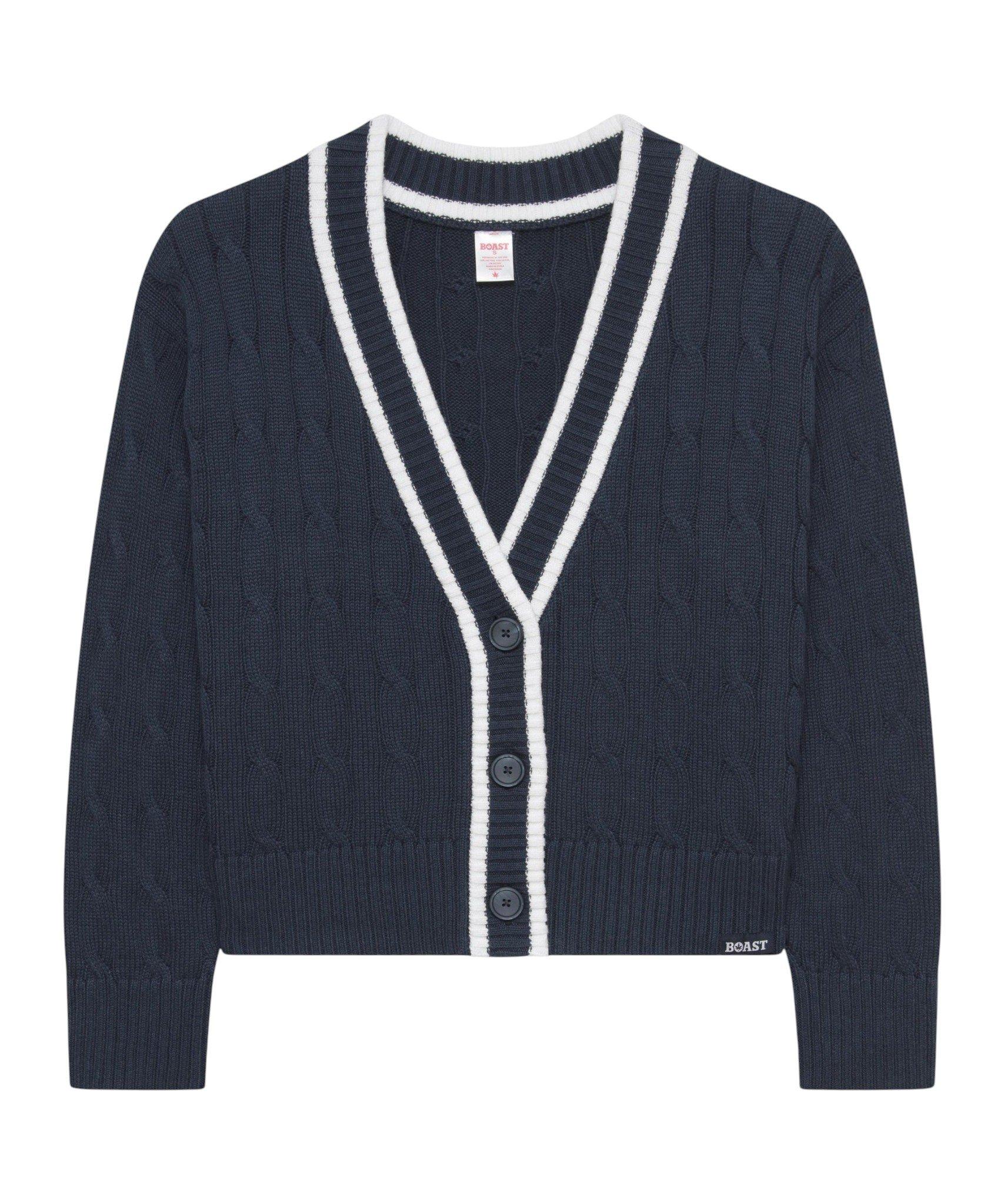 Boast Women's Cardigan Sweater - Navy/White - NAVY/WHITE